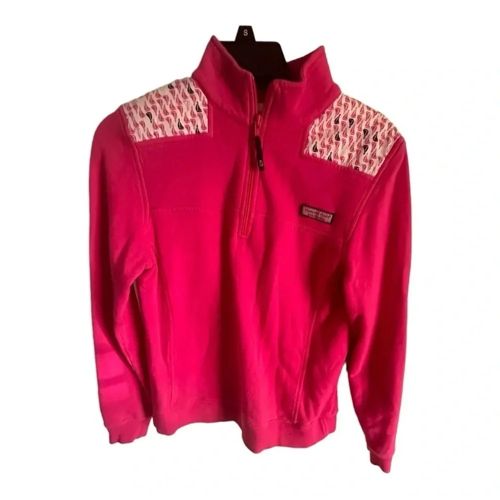 Vineyard Vines Women's Pink Quarter Zip 100% Cotton Pullover Size Small